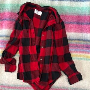 Old Navy Red and Black Checkered Shirt